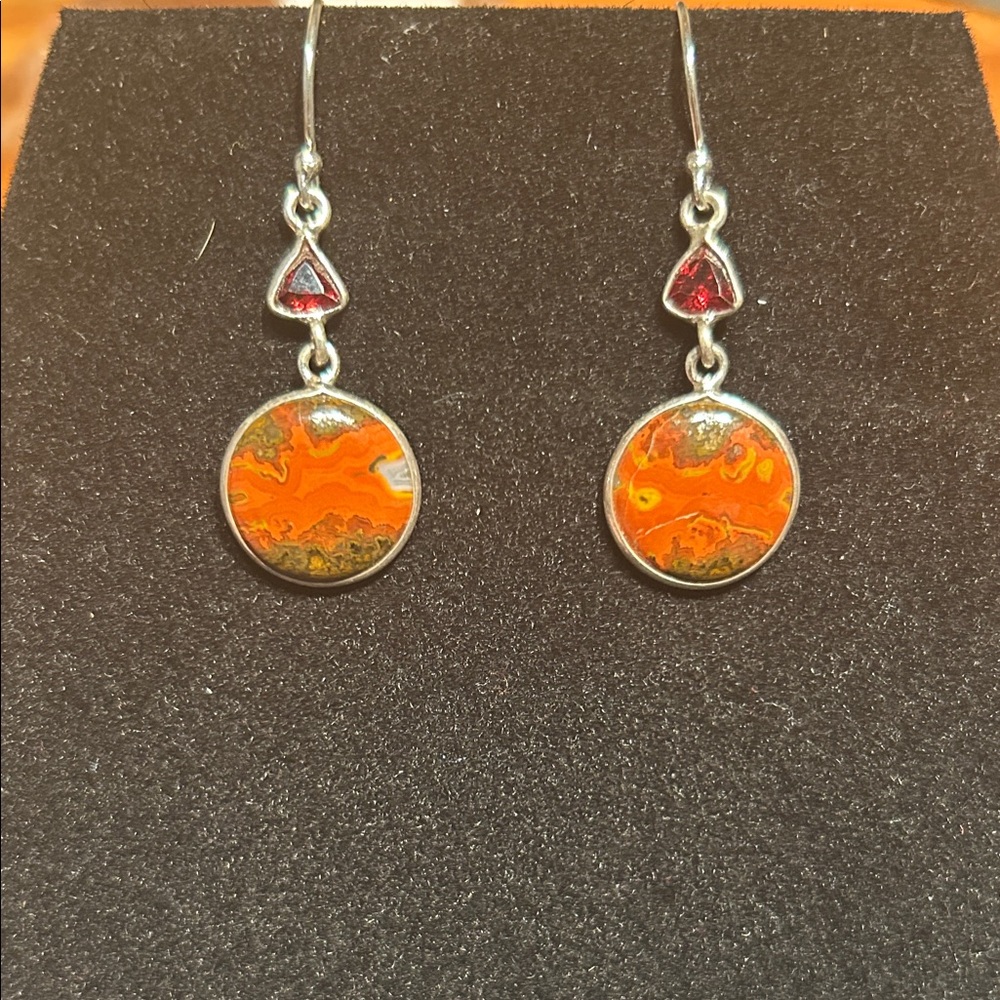 Moss Agate or Plume Agate earrings
